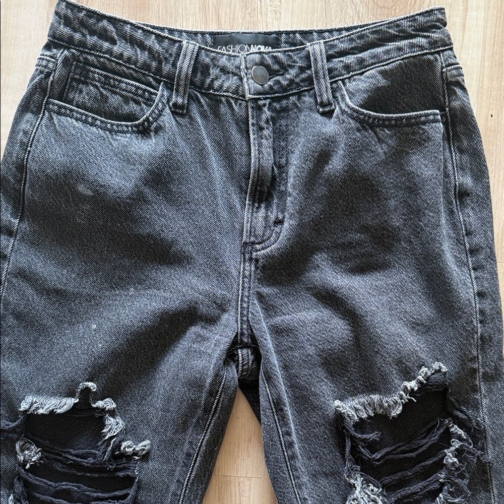Fashion Nova Distressed Black Jeans - Picture 3 of 5